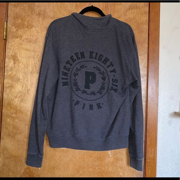PINK Victoria’s Secret Gray oversized quarter Zip Sweatshirt - Picture 2 of 6